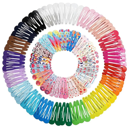 50-Piece Candy Color Snap Hair Clips - 2-Inch Glossy Non-Slip Metal Barrettes for Baby Girls and Toddlers