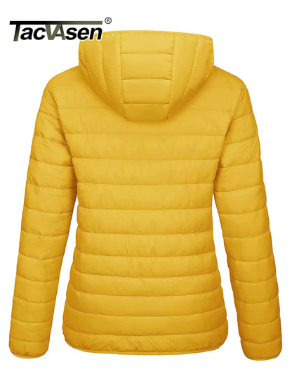 TACVASEN Women's Hooded Puffer Jacket – Full Zip Quilted Winter Coat, Lightweight Windbreaker Outerwear