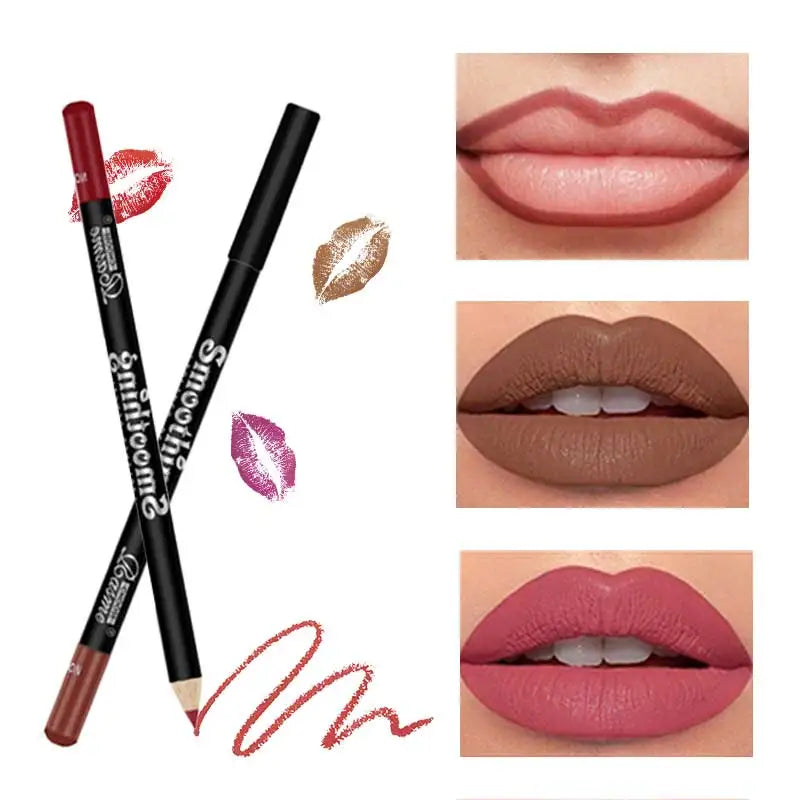 12-Color Waterproof Lip Liner Pen Set – Long-Lasting, Non-Stick, Easy Glide Lipstick Pencil for Makeup