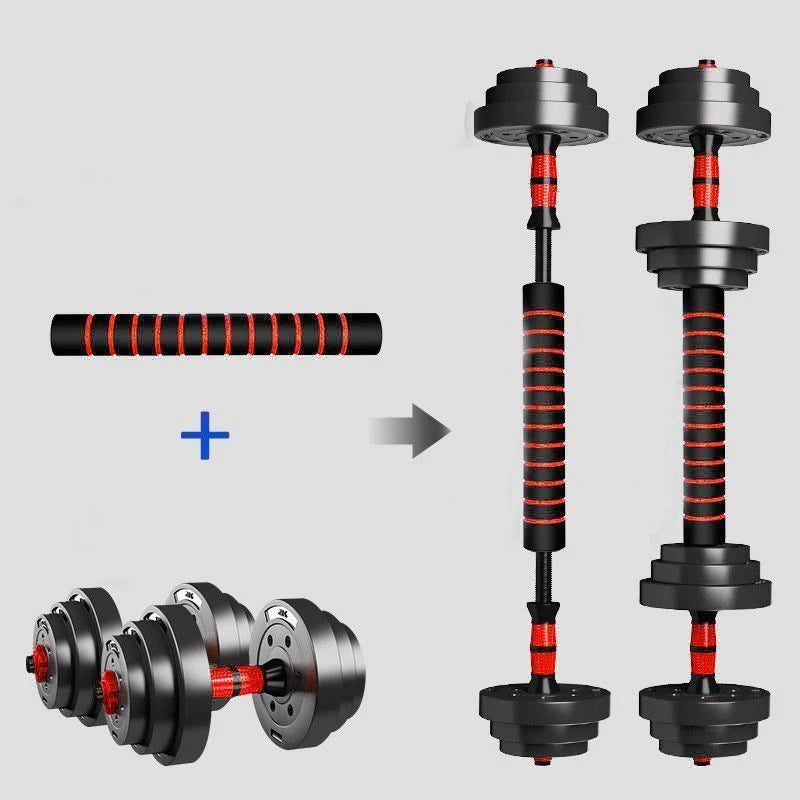 5-44lbs Adjustable Dumbbell & Barbell Set – Anti-Slip Grip Home Gym Fitness Weight Plates for Strength Training