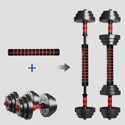 5-44lbs Adjustable Dumbbell & Barbell Set – Anti-Slip Grip Home Gym Fitness Weight Plates for Strength Training