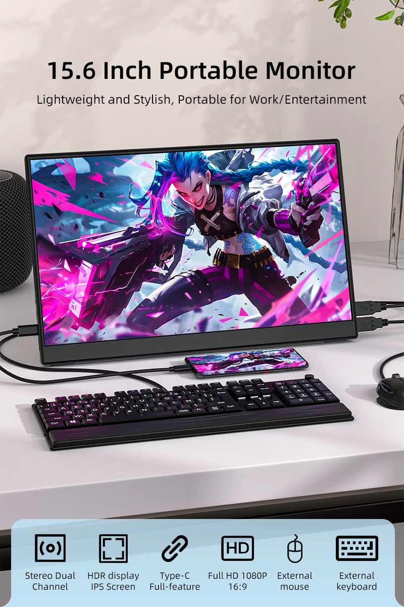 JSHIX 11.6/14/15.6 Inch Portable Monitor — 1080P Full HD IPS Second Screen for Gaming, Laptop, Phone, Switch & Xbox
