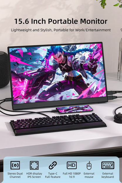 JSHIX 11.6/14/15.6 Inch Portable Monitor — 1080P Full HD IPS Second Screen for Gaming, Laptop, Phone, Switch & Xbox