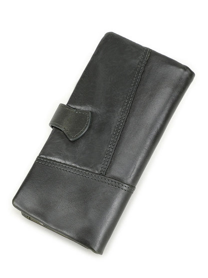 CONTACT'S Genuine Leather Men’s Long Wallet – Phone Bag with Zipper Coin Pocket, Clutch Purse & Small Wallet