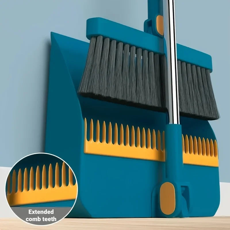 Household Broom & Dustpan Set – Durable Long-Handle Sweeping Set for Home, Office, School & Dorm