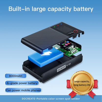 DOCREATE TK-10A Portable Spot Welder 1200A – LCD Display, 8000mAh Battery, Dual Pulse Welding for 0.25mm Nickel Strip