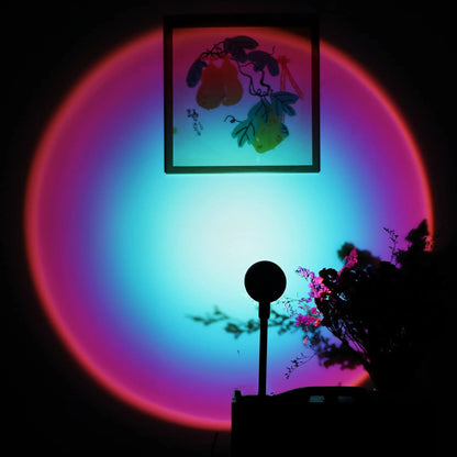 Rainbow Projection Lamp - USB Sunset Atmosphere Light with Multi-Angle Rotation for Home & Bedroom