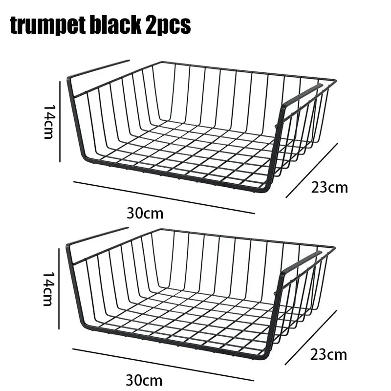 Multipurpose Hanging Closet Storage Basket — Metal Organizer for Kitchen Cabinets, Desks, and Home Use