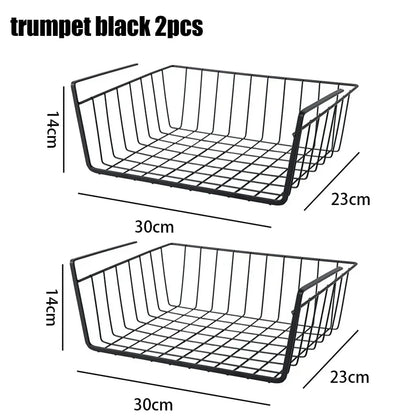 Multipurpose Hanging Closet Storage Basket — Metal Organizer for Kitchen Cabinets, Desks, and Home Use
