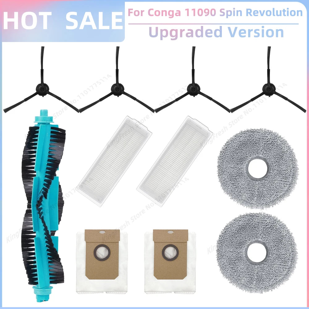 Replacement Parts Kit for Cecotec Conga 11090 / 13090 Spin Revolution Vacuum – Roller, Brushes, HEPA Filter & Mop