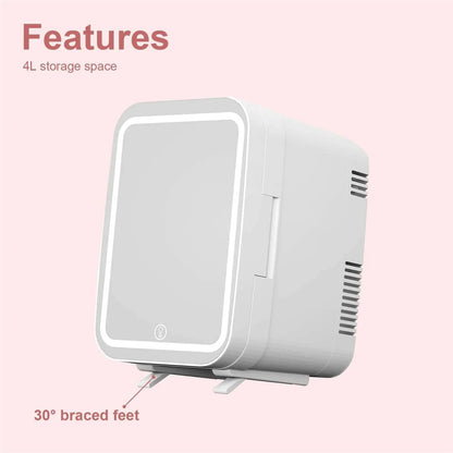 Cooseon 4L Mini Mirror Fridge – AC/DC Heated Cooling Beauty & Skincare Refrigerator, Portable Car Mini Fridge