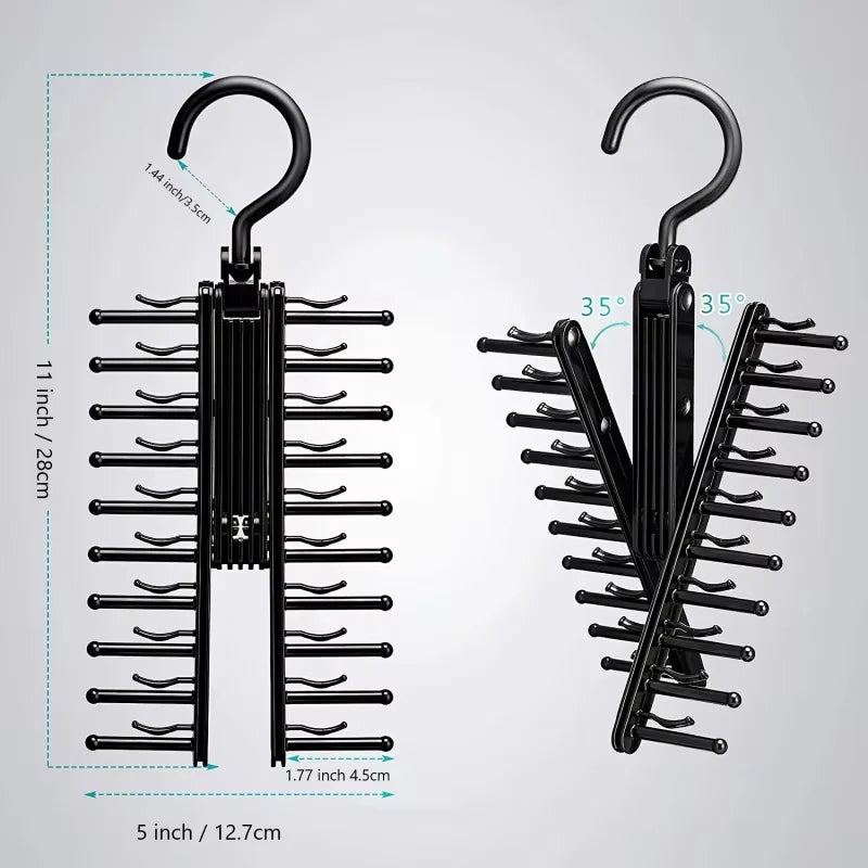 Rotating Tie & Belt Rack — Space-Saving Adjustable Holder with Non-Slip Clips for Home Storage