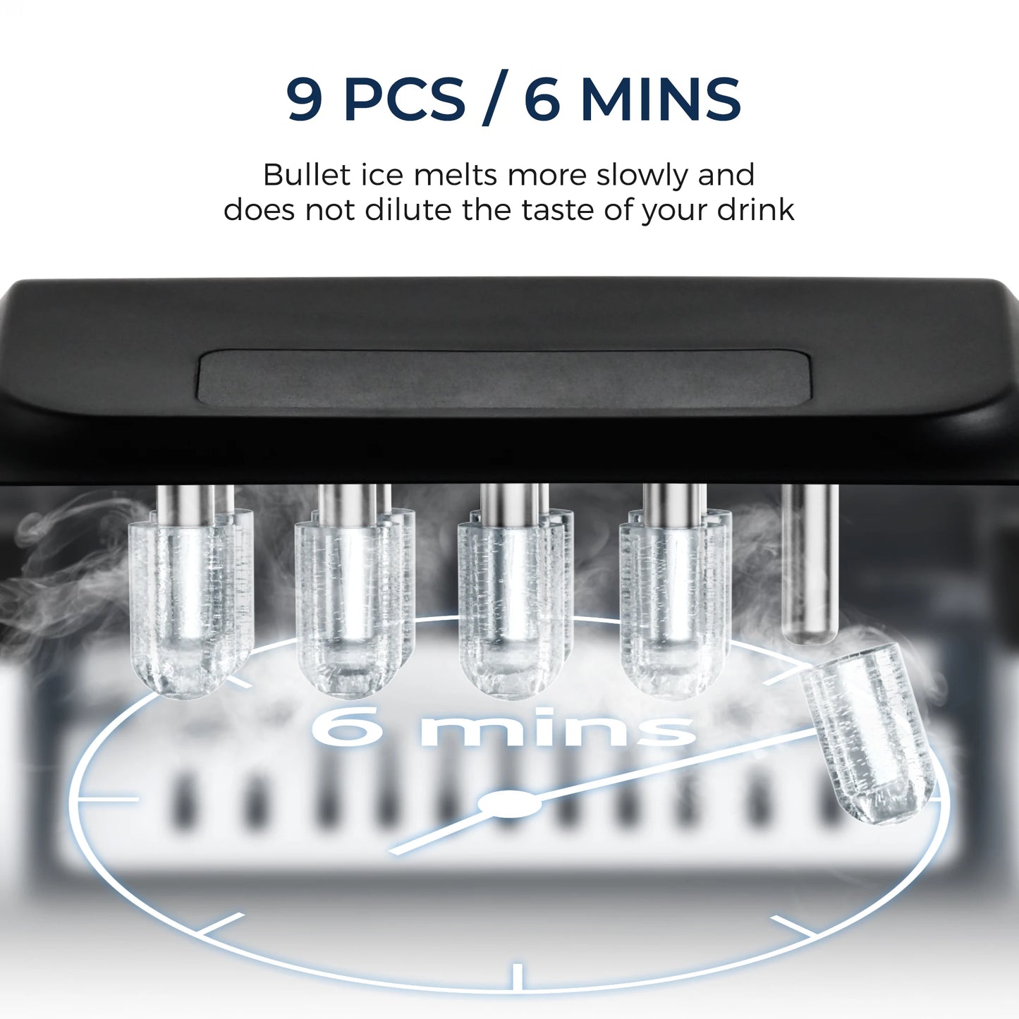 SIMZLIFE Portable Ice Maker Machine – 26.5lbs/Day, 9 Cubes in 6 Mins with Auto-Cleaning & Scoop