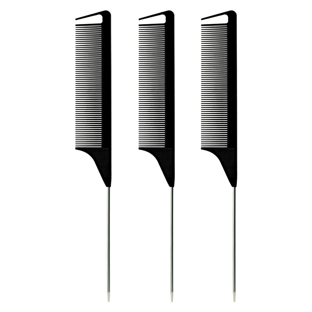 Pro Pointed Tail Comb – Anti-Static Hair Styling Brush, Steel Needle Pin Rat Tail Comb for Salon & Barber Accessories