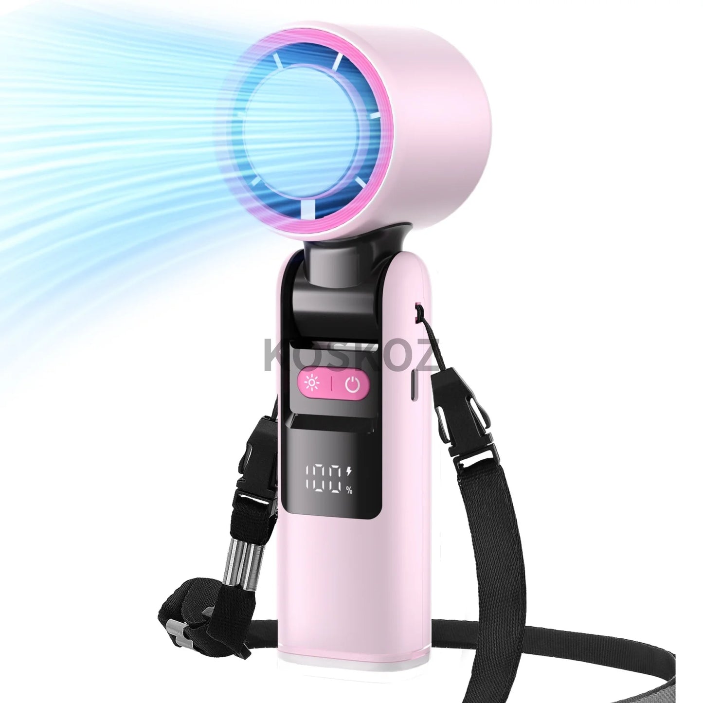 Portable Handheld Turbo Fan - 5-Speed High Velocity Rechargeable Mini Cooling Fan with Flashlight & 4000mAh Battery for Travel