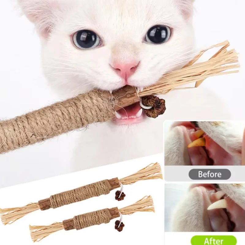 Cat Toys Silvervine Chew Stick – Polygonum Kitty Raffia Grass, Hemp Rope Pet Supplies for Teeth Cleaning & Biting