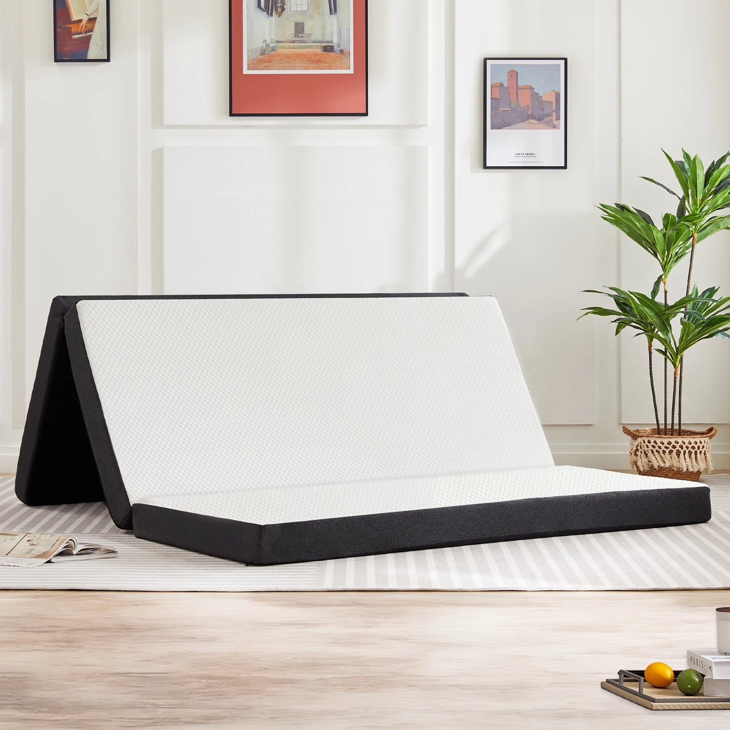 Three-Fold Portable Floor Bed – CertiPUR-US Certified, Soft Touch, Flexible Zipper for Travel, Camping & Yoga
