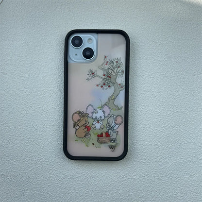 Wildflower Star & Deer iPhone Case – Fashion Strawberry & Polka Dot Cherry Bottom Cover for iPhone 12–16 Pro/Max/Plus