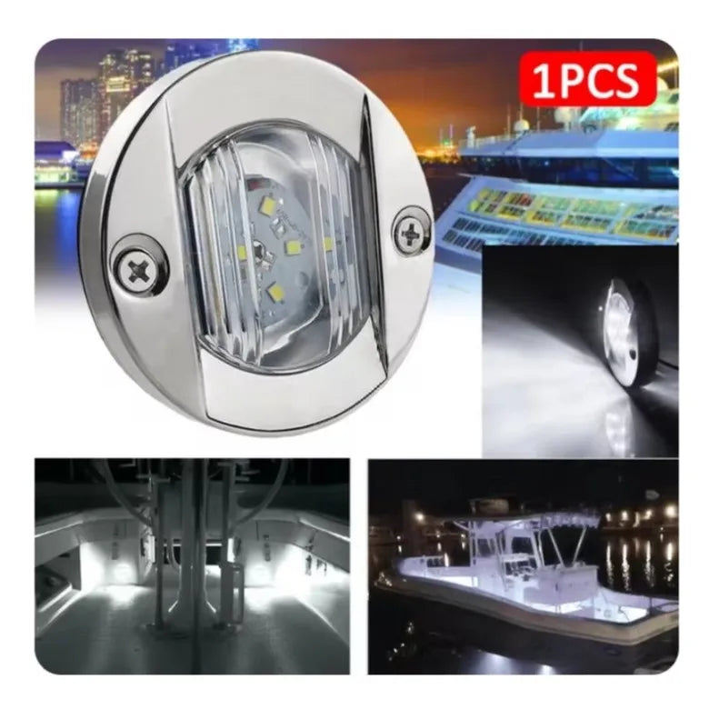 Blue & White Marine LED Deck Courtesy Lights – Waterproof Stern Transom Boat Lamps (1-4pcs)