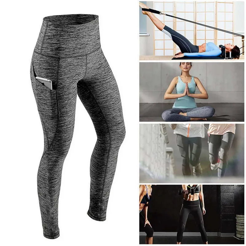 Elevate Your Workout: High Waist Yoga Leggings with Tummy Control, Ruched Booty, and Pockets - Seamless Compression Tights for Women