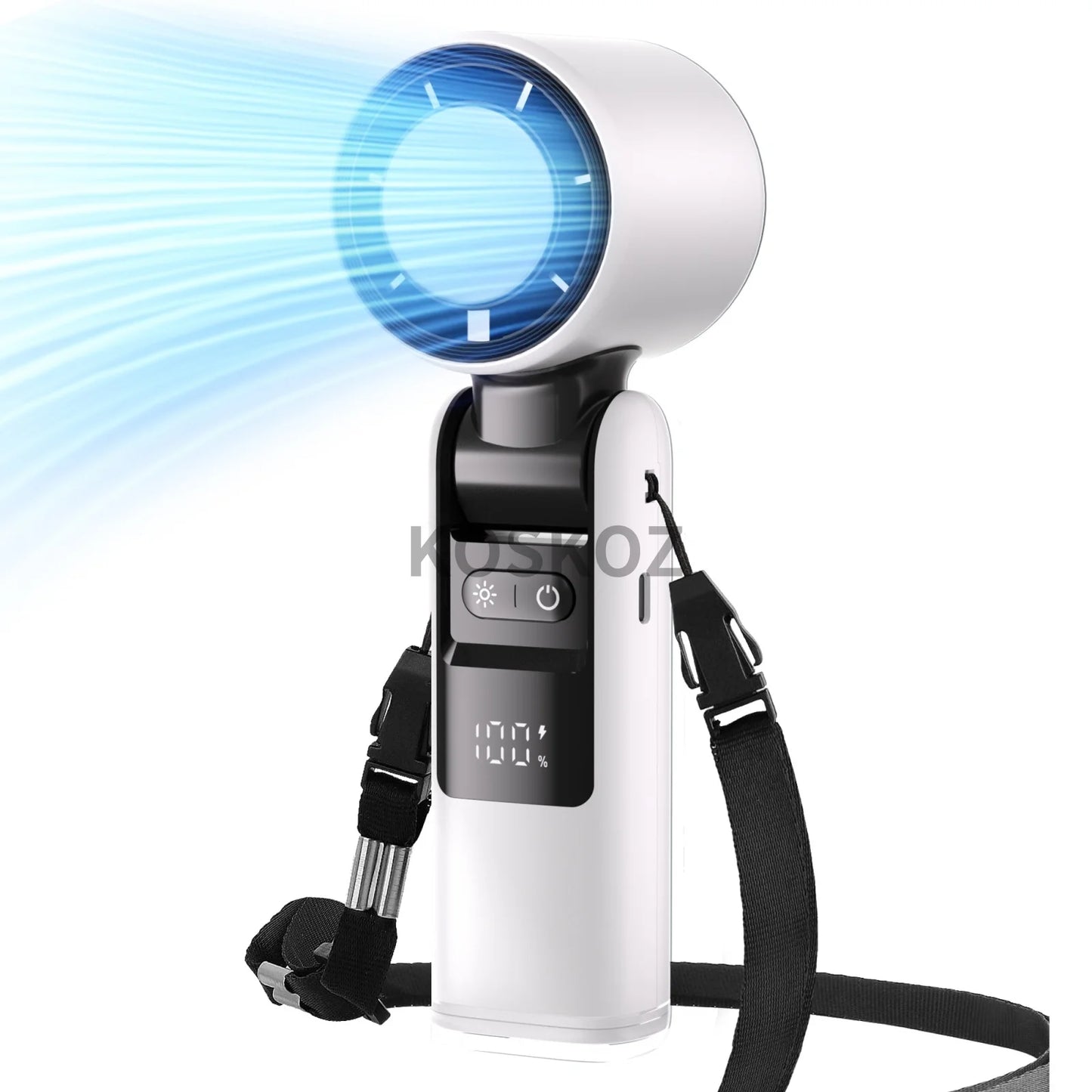Portable Handheld Turbo Fan - 5-Speed High Velocity Rechargeable Mini Cooling Fan with Flashlight & 4000mAh Battery for Travel