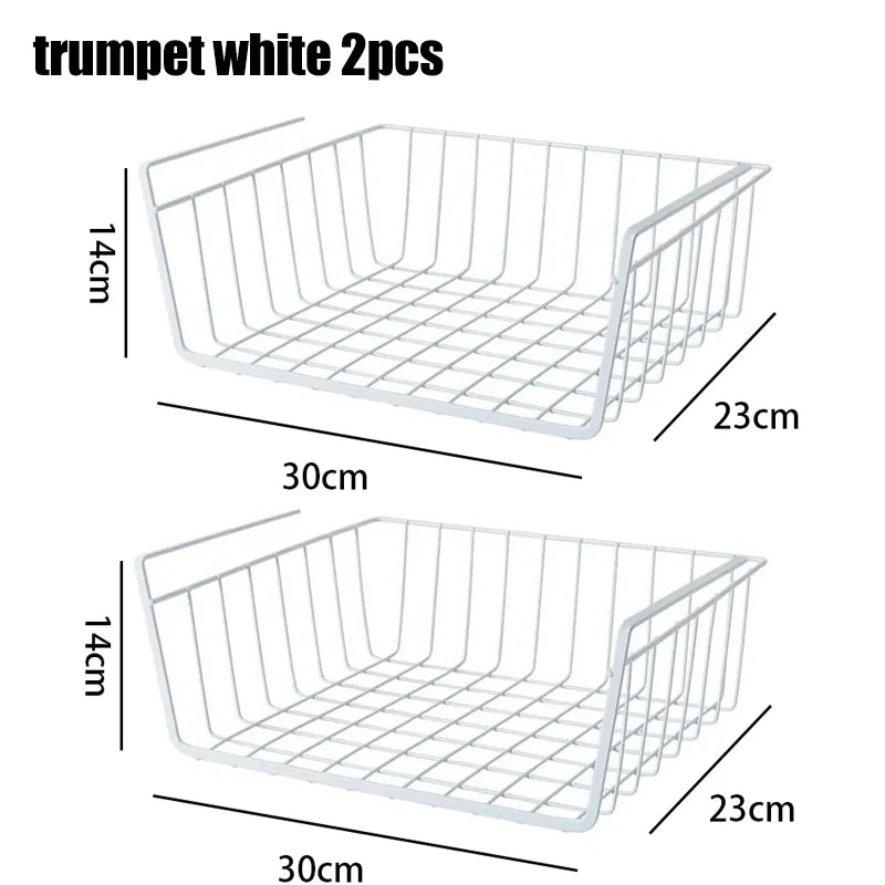 Multipurpose Hanging Closet Storage Basket — Metal Organizer for Kitchen Cabinets, Desks, and Home Use