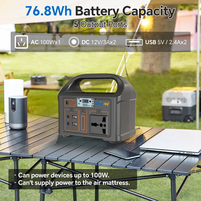 300W/500W Portable Solar Power Station – 460Wh LiFePO4 Battery Energy Storage with 110V/220V Output & LED for Camping, RV, and Travel
