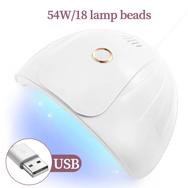 CNHIDS 54W 18 LED UV Nail Dryer – Manicure Lamp with USB, Smart Timer & Sun Light for Gel Nail Polish Curing