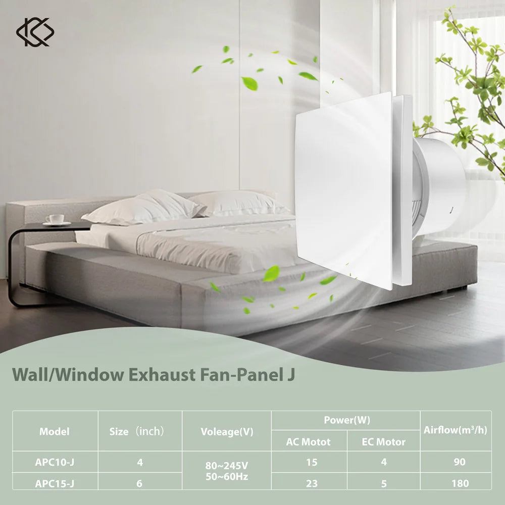 KCvents Exhaust Fan – Reversible Remote Control Ventilation for Bathroom, Kitchen & Home, ECO-Friendly 4/6in Wall Mount