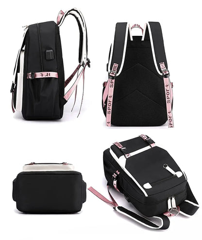 KPop Demon Hunters Saja Boys Backpack – Gothic Hip Hop School Bag for Teenagers