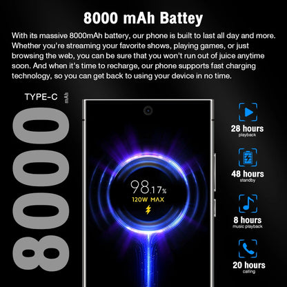 2026 HOT S26 Ultra Smartphone — 7.3" HD Global Edition, Dual SIM, 7800mAh Battery & Facial Recognition