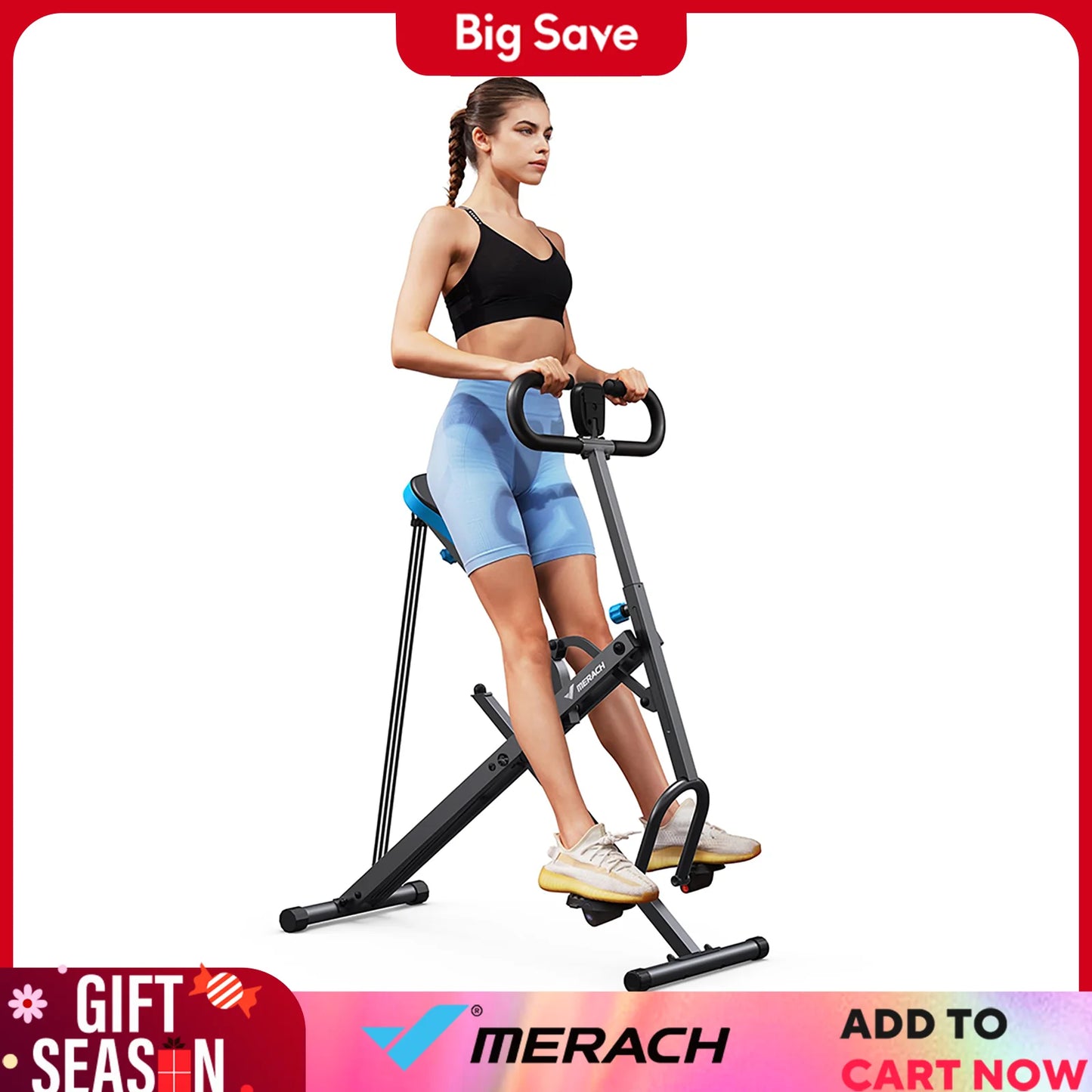 MERACH 2 in 1 Squat Rowing Machine – Foldable Glute Trainer & Leg Exercise Equipment, Easy Setup for Home Fitness