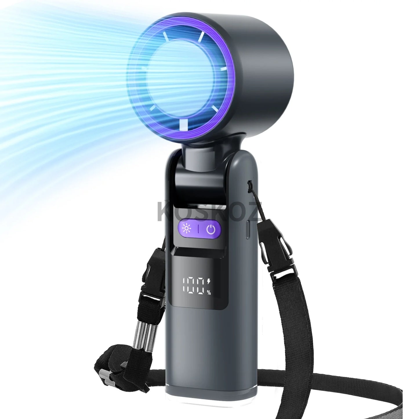 Portable Handheld Turbo Fan - 5-Speed High Velocity Rechargeable Mini Cooling Fan with Flashlight & 4000mAh Battery for Travel