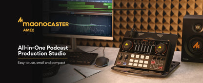 Maono AME2 Portable Audio Interface Sound Card – All-in-One DJ Mixer for Podcast Recording, Live Streaming, YouTube & Guitar PC
