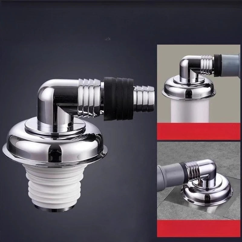 Washing Machine Floor Drain Connector - Three-Way Drain Pipe Cover with Odor & Overflow Protection