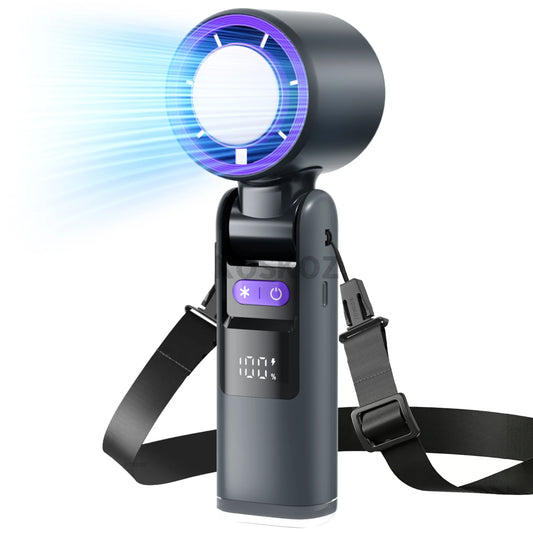 Portable Handheld Turbo Fan - 5-Speed High Velocity Rechargeable Mini Cooling Fan with Flashlight & 4000mAh Battery for Travel