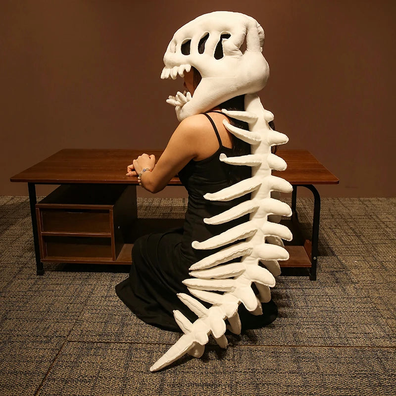 Dinosaur Skeleton Headgear Pillow – 4 Colors for Party Cosplay & Cozy Sofa Lounging