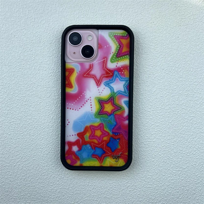 Wildflower Star & Deer iPhone Case – Fashion Strawberry & Polka Dot Cherry Bottom Cover for iPhone 12–16 Pro/Max/Plus