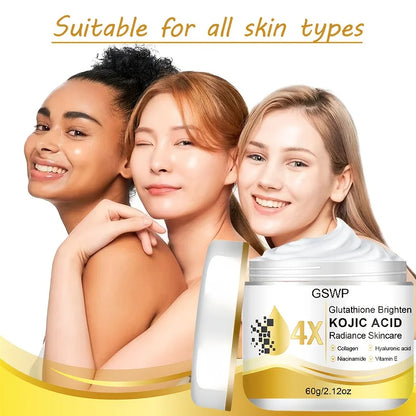 GSWP Kojic Acid & Glutathione Brightening Cream - Skin Care Moisturizer, 60g or 120g