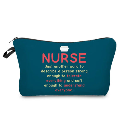 Organizer Toiletry Kit - Cartoon Letter Print Cosmetic Bag for Nurses, Doctors, Travel Makeup Bag, Women's Pencil Case Gift