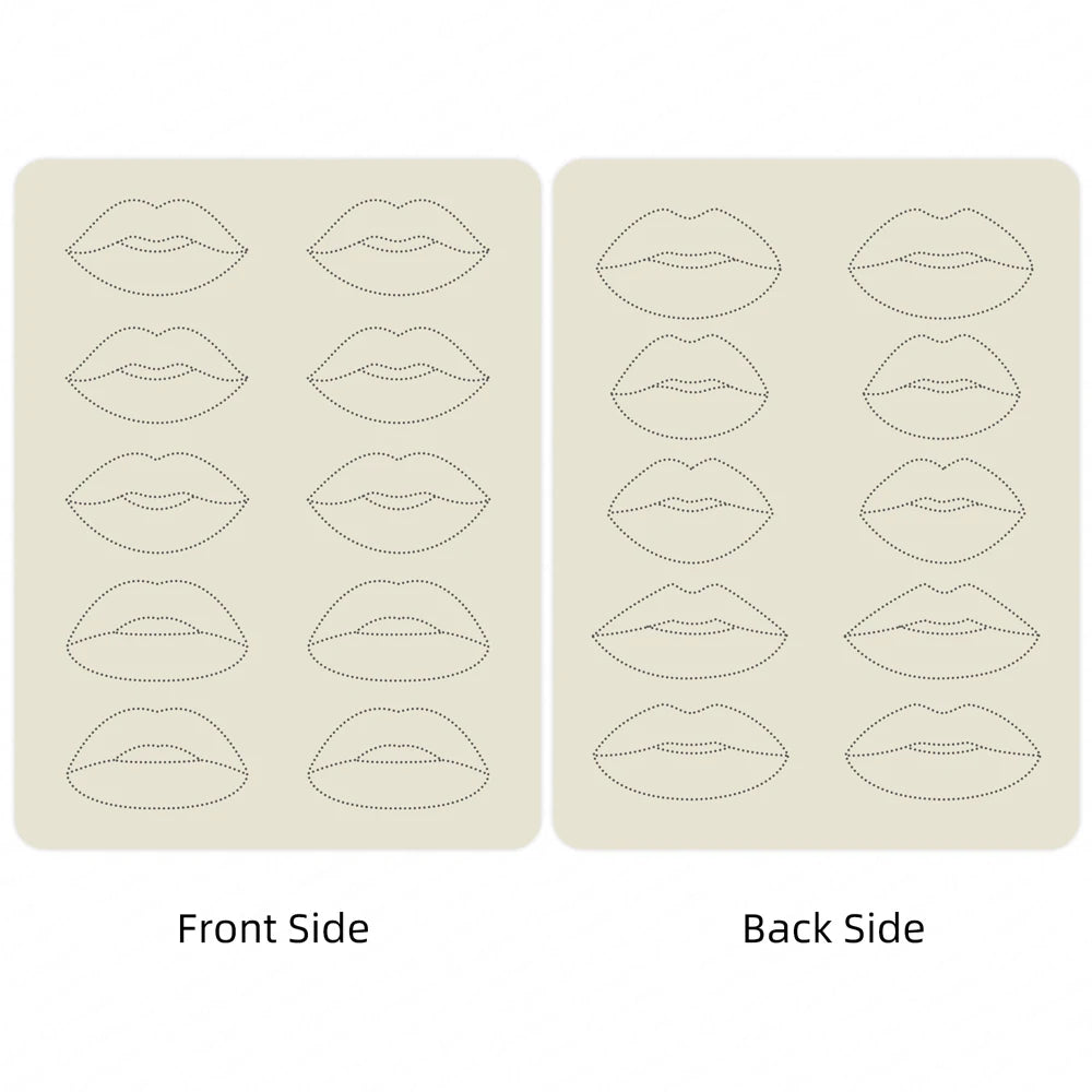 1mm Thick Double-Sided Lip Practice Skin — Microblading & PMU Stencil for Permanent Makeup Tattoo Artists
