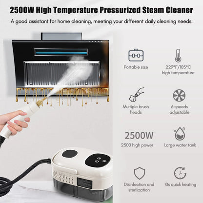 2500W High Pressure Steam Cleaner – Intelligent Household Cleaner for Air Conditioner, Kitchen, Car & Floors