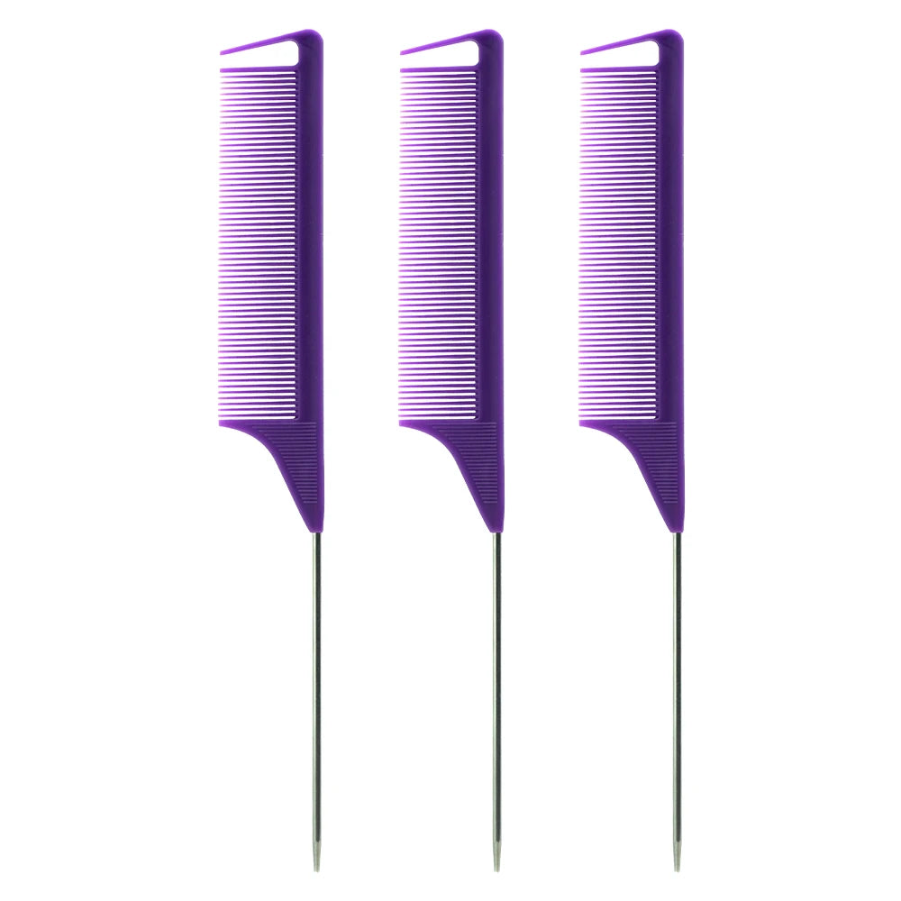 Pro Pointed Tail Comb – Anti-Static Hair Styling Brush, Steel Needle Pin Rat Tail Comb for Salon & Barber Accessories