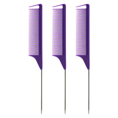 Pro Pointed Tail Comb – Anti-Static Hair Styling Brush, Steel Needle Pin Rat Tail Comb for Salon & Barber Accessories
