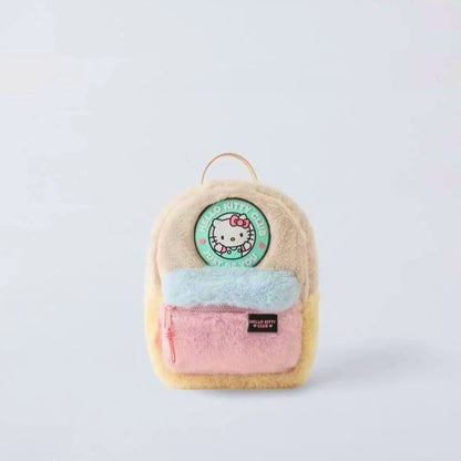 Disney Stitch Plush Autumn Backpack - Hello Kitty Cute Color-Block Bag for Kids, Perfect School Gift