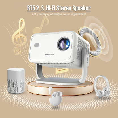 Magcubic 4K L018 Projector - 650ANSI, Native 1080P, Auto Focus & Keystone, 360° Rotate, Android 11, BT 5.2, WIFI6, Portable Home Theater
