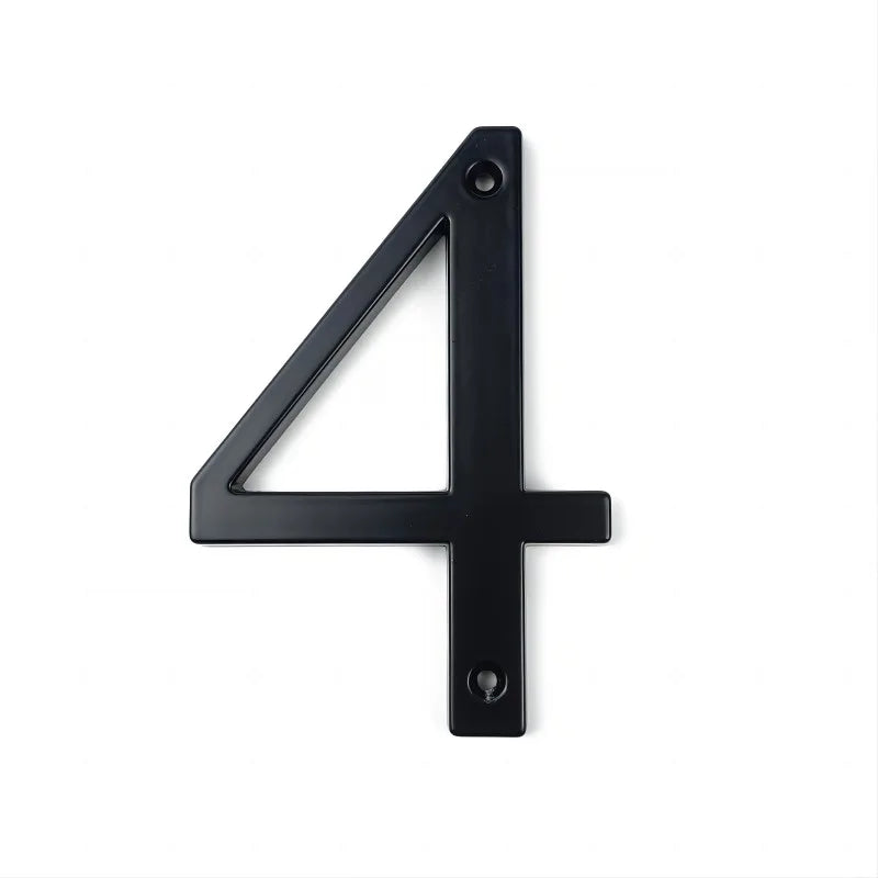 Black 101mm House Numbers - Modern Zinc Alloy Door & Mailbox Address Signs with Screws