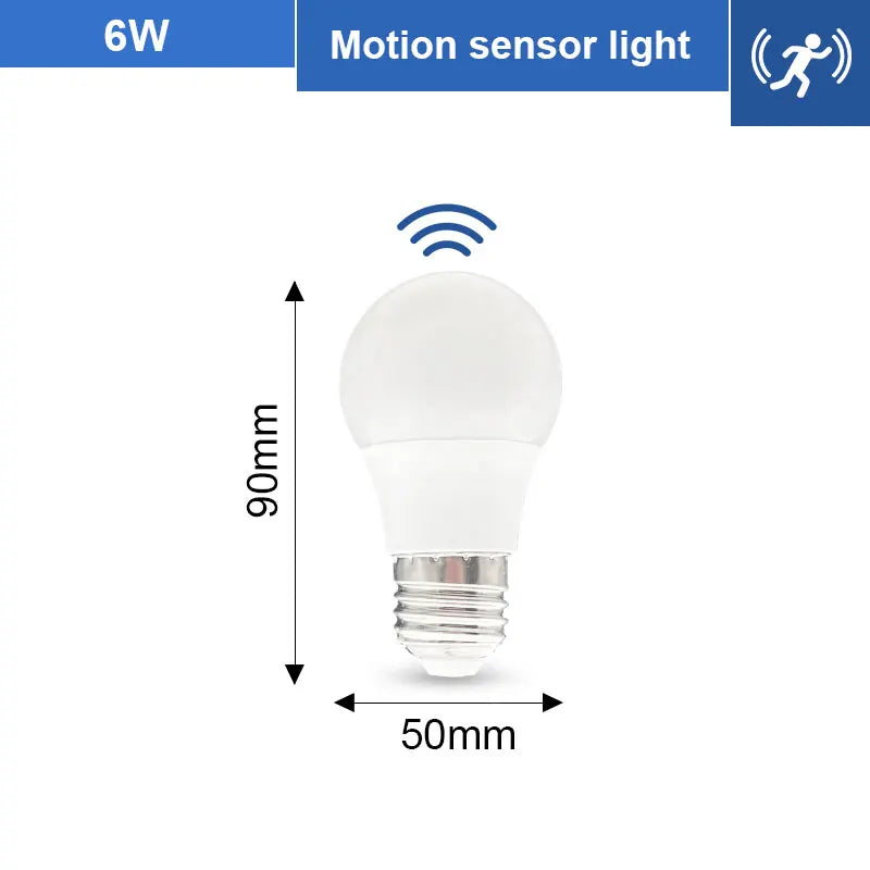 Motion Sensor LED Bulb E27 – 6W to 20W Radar Light Lamp for Home, Stairway & Pathway (110V/220V)