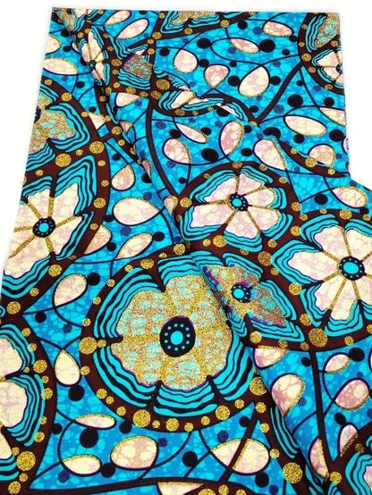 Original African Wax Print Fabric - 6 Yards 100% Cotton Nigerian Ankara Sewing Material for Women’s Dresses