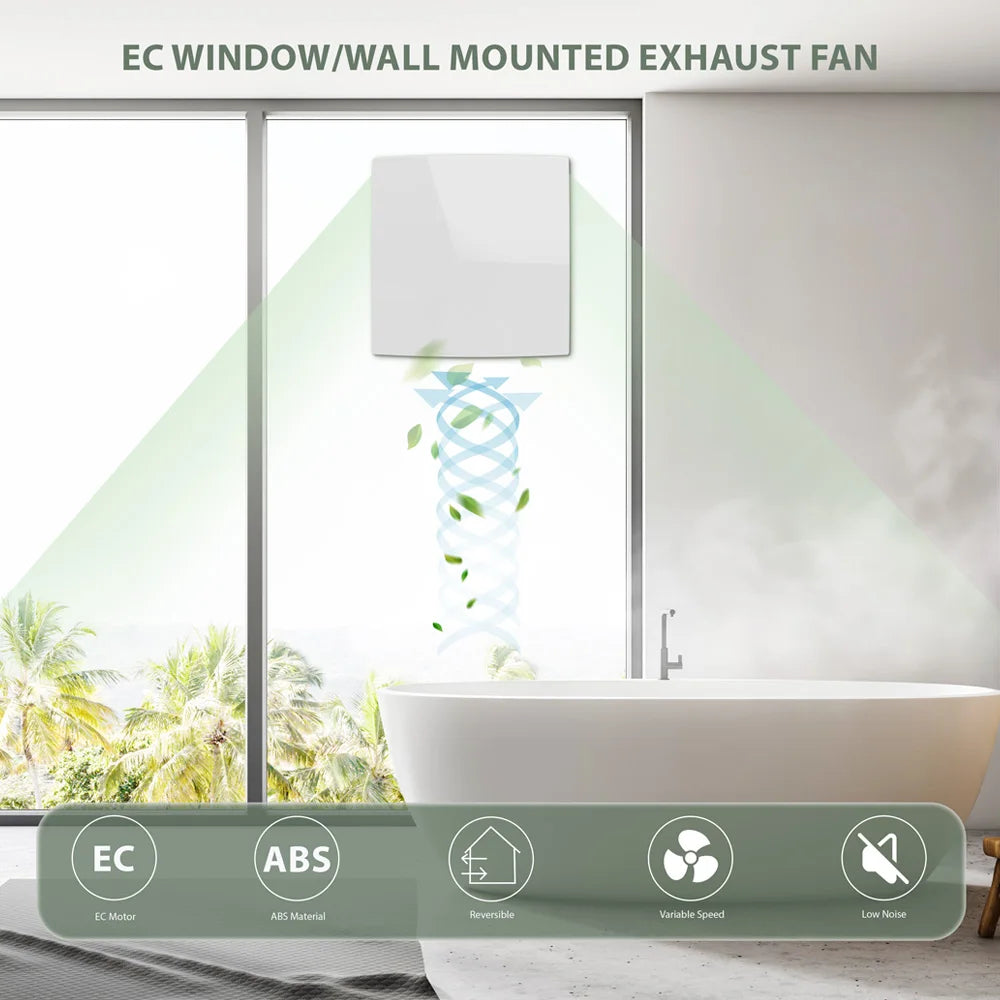 KCvents Exhaust Fan – Reversible Remote Control Ventilation for Bathroom, Kitchen & Home, ECO-Friendly 4/6in Wall Mount